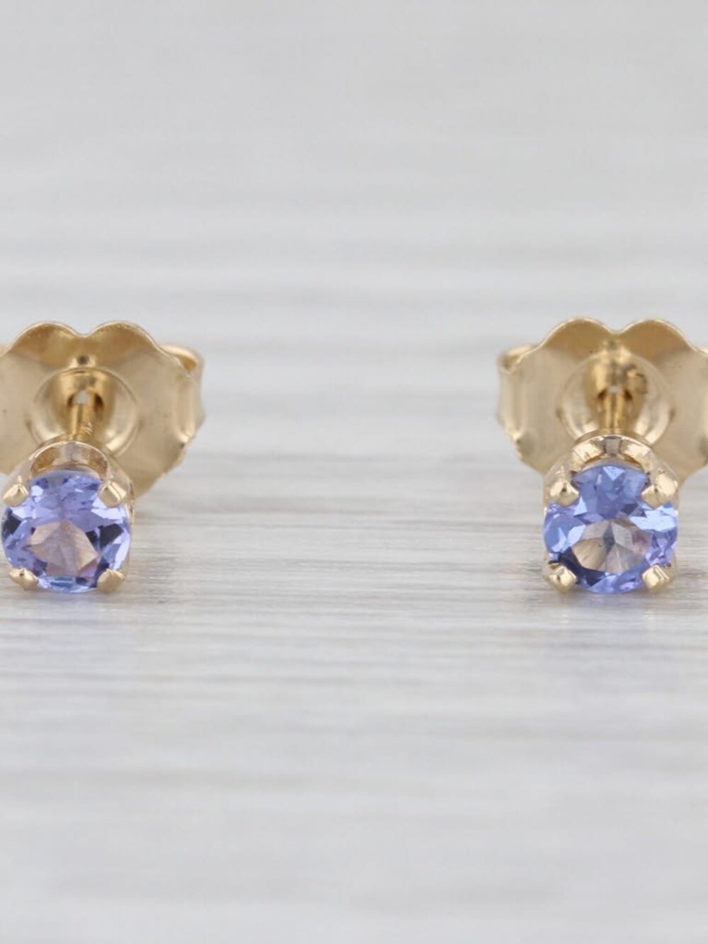 0.30ctw Tanzanite Stud Earrings 14k Yellow Gold Round Solitaire Studs